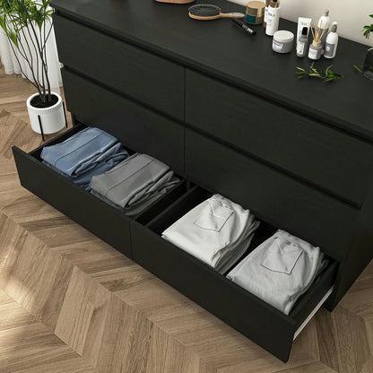 Kadyn White Chest of Drawer, 6 Double Drawer Dresser for Bedroom, Modern Storage Cabinet for Living Room, Dresser