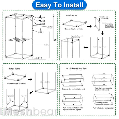 iMeshbean 48" x 48" x 80" Grow Tent Kit with Full Spectrum LED Plant Growth Lamp, Air Ventilation Filter System & Thermostat