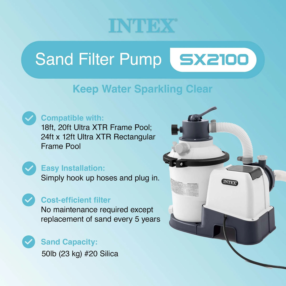Intex 26645EG 2100 GPH Above Ground Pool Sand Filter Pump with Automatic Timer