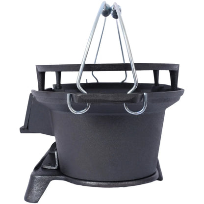 Hibachi Grill, 16" Portable Cast Iron Outdoor Tabletop Grill, Handled Mini Japanese BBQ Charcoal Stove, Small Durable Camping Cast Iron Grill with Grate Hook