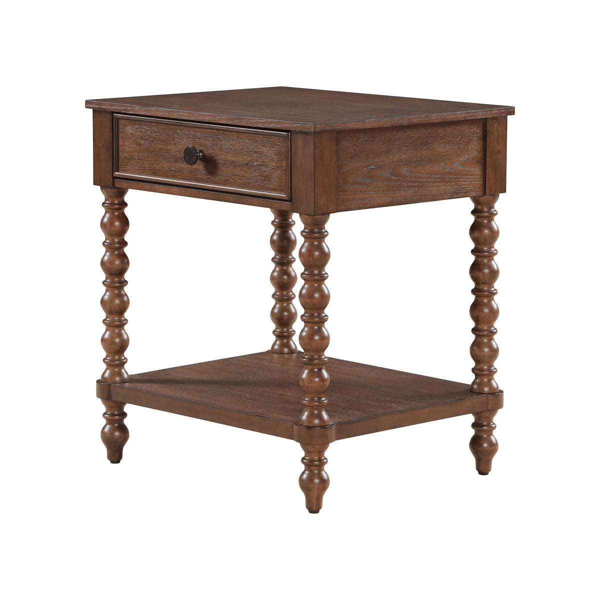 Pioneer Woman Harper Spindle Nightstand with USB Charging Ports, Adults and Teens, White Finish