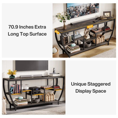 Tribesigns 70.9 Inch Entertainment Center with Storage Shelves, 70.9 Inch TV Stand for Television up to 80 Inches, Wood TV Media Console Table Unit for Living Room, Bedroom,Gray