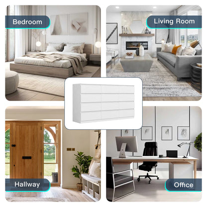 Kadyn White Chest of Drawer, 6 Double Drawer Dresser for Bedroom, Modern Storage Cabinet for Living Room, Dresser