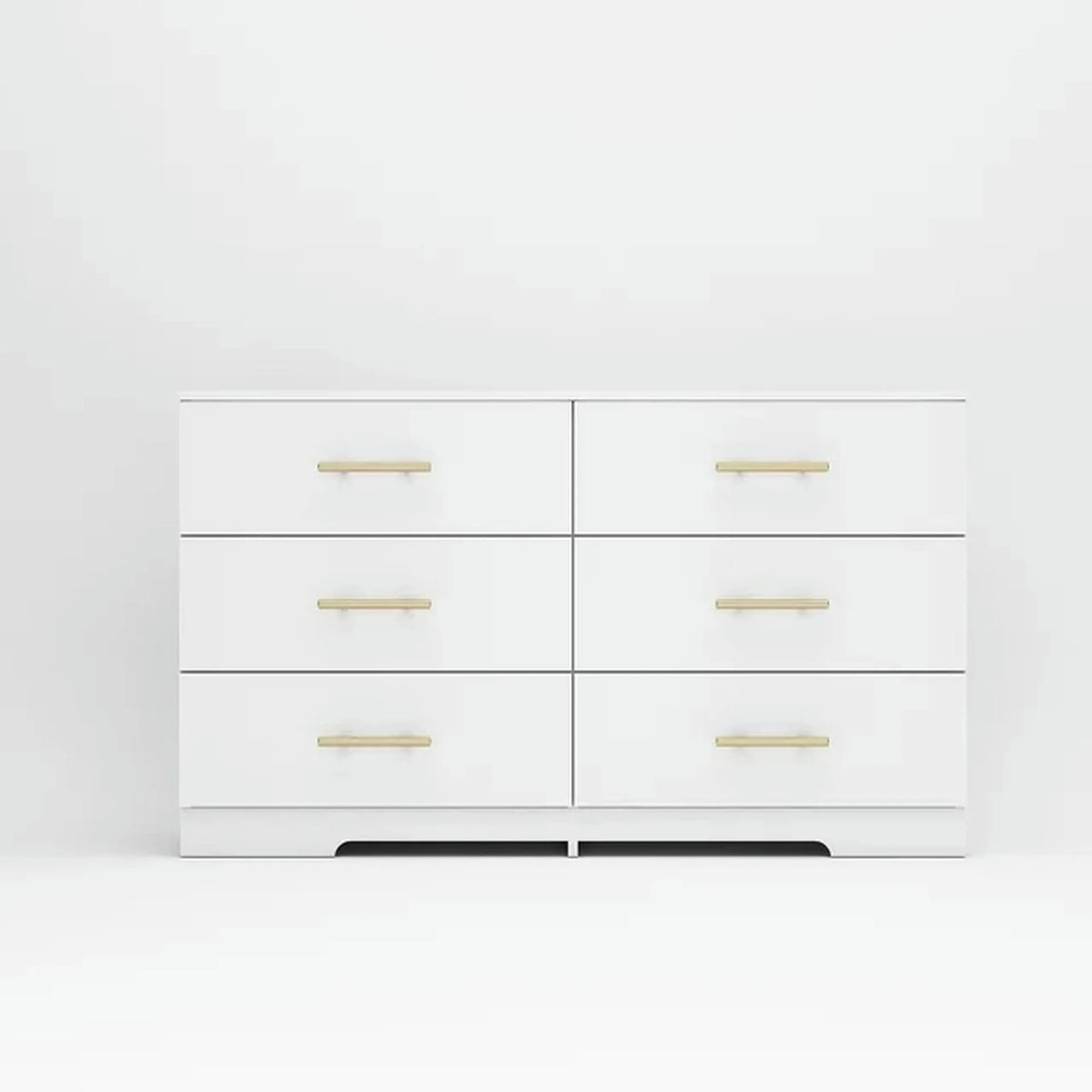 Kadyn White Chest of Drawer, 6 Double Drawer Dresser for Bedroom, Modern Storage Cabinet for Living Room, Dresser