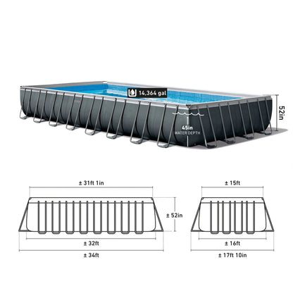 Intex 26373EH 32' x 16' x 52" Rectangular Ultra XTR Frame Swimming Pool w/ Pump