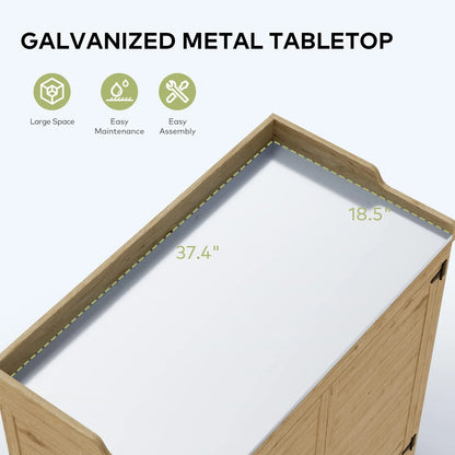 Lofka Outdoor Storage Cabinet, Outdoor Potting Bench Table with Removable Shelves for Yard, Garden,  Waterproof Wood