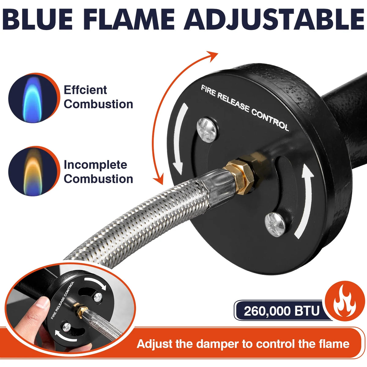 Frizi 1-Burner Propane Gas Outdoor Stove �C 260,000 BTU,  0-30 PSI Adjustable Regulator & Steel-Braided Hose