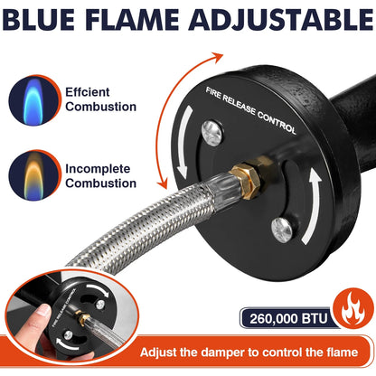 Frizi 1-Burner Propane Gas Outdoor Stove �C 260,000 BTU,  0-30 PSI Adjustable Regulator & Steel-Braided Hose