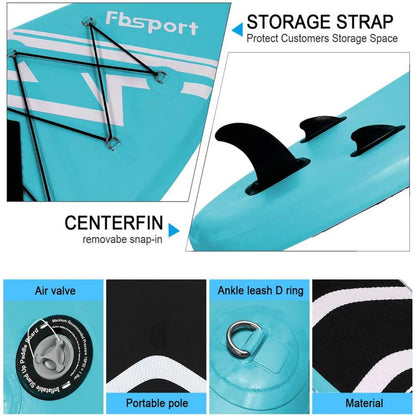 FBSPORT Paddle Board 11'x33"x6" Extra Wide Inflatable Stand Up Paddle Board with SUP Accessories Including Paddle,Backpack,Waterproof Bag,Leash,and Hand Pump