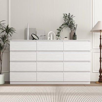Kadyn White Chest of Drawer, 6 Double Drawer Dresser for Bedroom, Modern Storage Cabinet for Living Room, Dresser