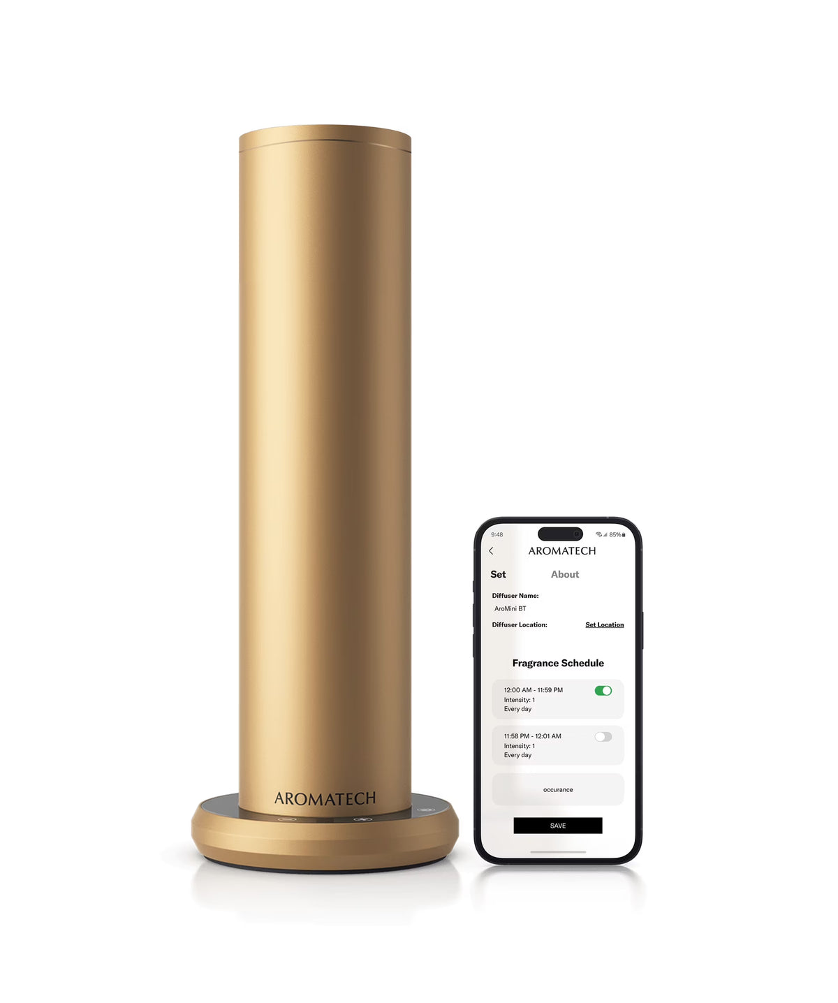 AromaTech New AroMini BT Plus Scent Diffuser w/Bluetooth �C Cold-Air Diffusion Scent Machine for Home, Office, Hotel, Spa �C Nebulizing Diffusion System for Essential Oil Blends (Black)