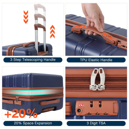TROPOW Luggage Setss,Suitcases with Wheels,Luggage Expandable Suitcase 3 Piece Sets, Luggage Sets of 3 Piece Suitcase with Spinner Wheels, Hardshell Luggage 3 Piece Sets(20"/24"/28")