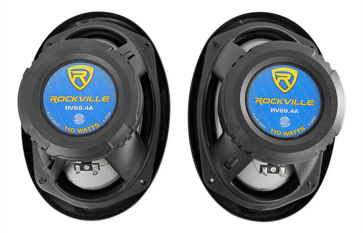 (4) Rockville RV69.4A 6x9" 1000w 4-Way Car Speakers+Quad Speaker Enclosure Box