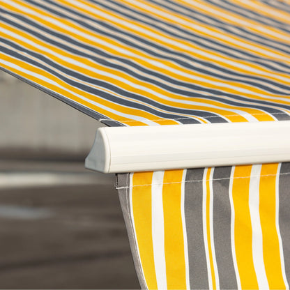 Outsunny 12' x 10' Manual Retractable Awning Outdoor Sunshade Shelter for Patio, Balcony, Yard, with Adjustable & Versatile Design, Beige and White