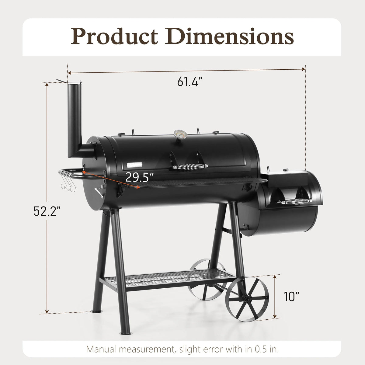 Alpha Joy Heavy Duty BBQ Charcoal Grill with Offset Smoker Overlarge 941 sq.in. Cooking Area