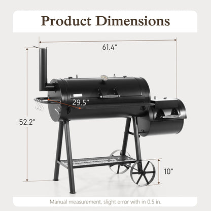 Alpha Joy Heavy Duty BBQ Charcoal Grill with Offset Smoker Overlarge 941 sq.in. Cooking Area