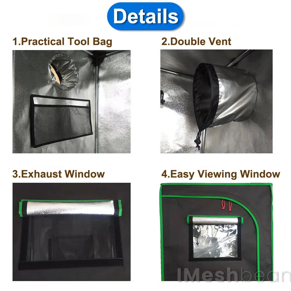 iMeshbean 48" x 48" x 80" Grow Tent Kit with Full Spectrum LED Plant Growth Lamp, Air Ventilation Filter System & Thermostat