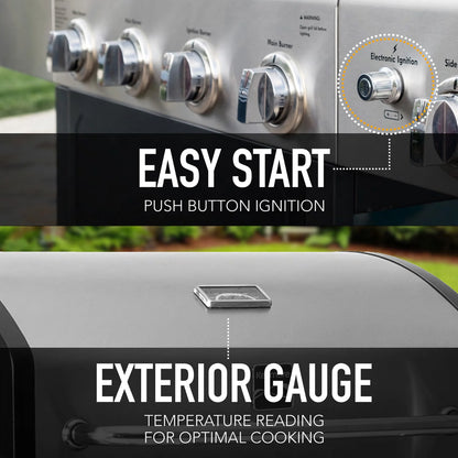 Kenmore BBQ Propane Gas Grill - 5 Burners with Side Burner & Searing Zone, 644 Sq. In. Stainless Steel Grill, 66,000 BTU, Ideal for Outdoor Cooking, Patio & Backyard, Black