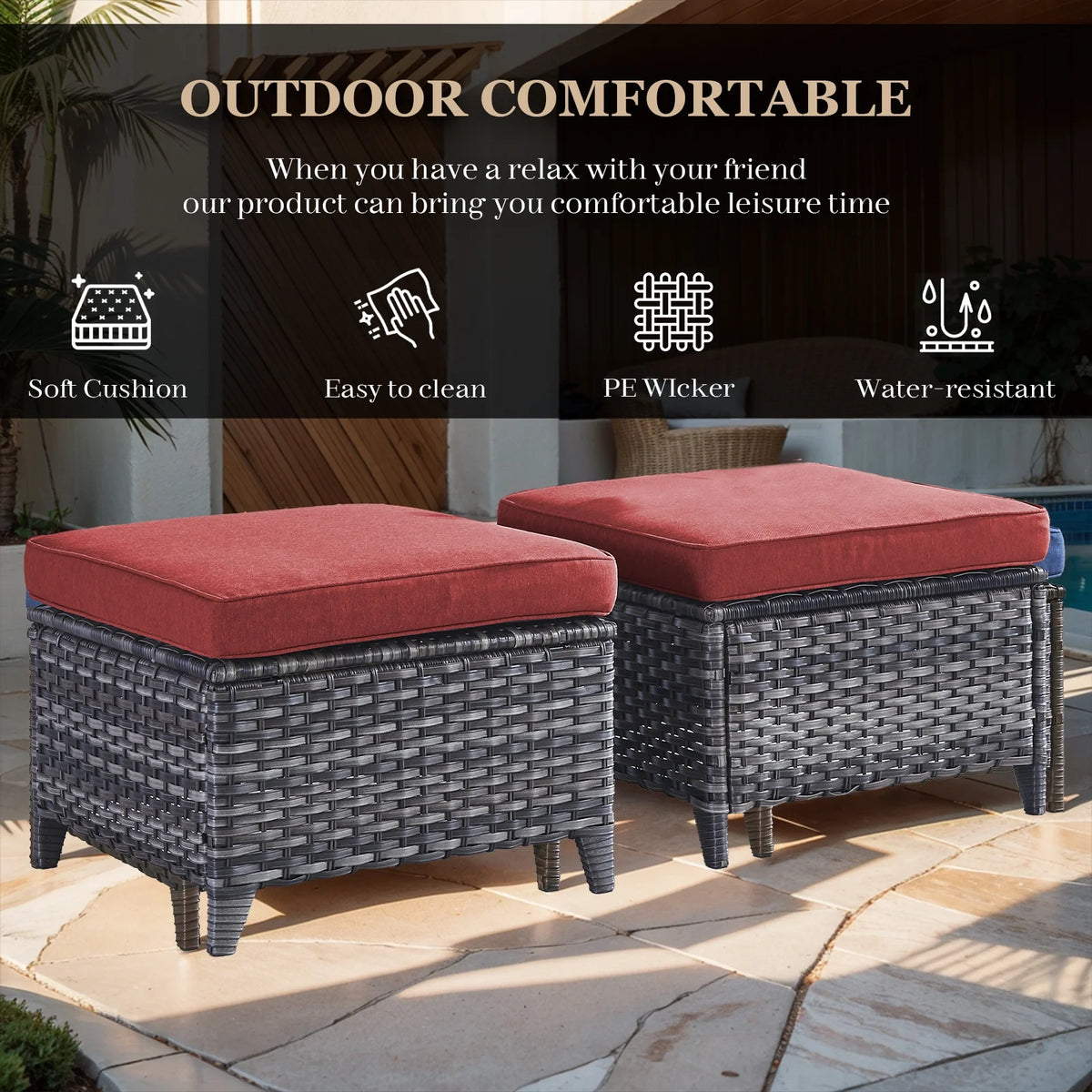 Gymojoy Outdoor Rocking Chairs Set of 2, All Weather PE Wicker Swivel Patio Glider Chairs, Garden Outdoor Furniture Set for Backyard Deck,Blue