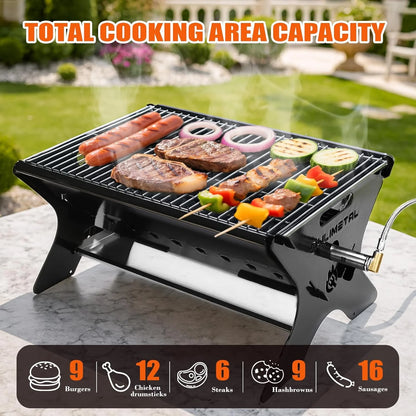 Portable Gas/Charcoal Grill �C Foldable BBQ & Fire Pit for Outdoor Cooking, Camping, Tailgating,  & Backyard
