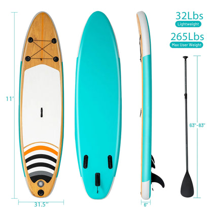 Goplus 11' Inflatable Stand Up Paddle Surfboard W/Bag Aluminum Paddle Pump