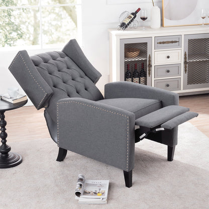 Recliner Chair, Living Room Chairs with Arms, Adjustable Single Reclining Sofa, Home Theater Seating Arm Chair with Thick Padded Seat, Footrest, Lounge Chair for Bedroom, Blue