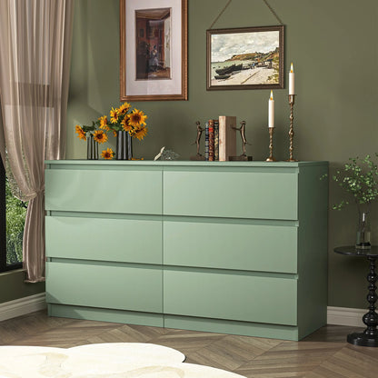 Kadyn White Chest of Drawer, 6 Double Drawer Dresser for Bedroom, Modern Storage Cabinet for Living Room, Dresser