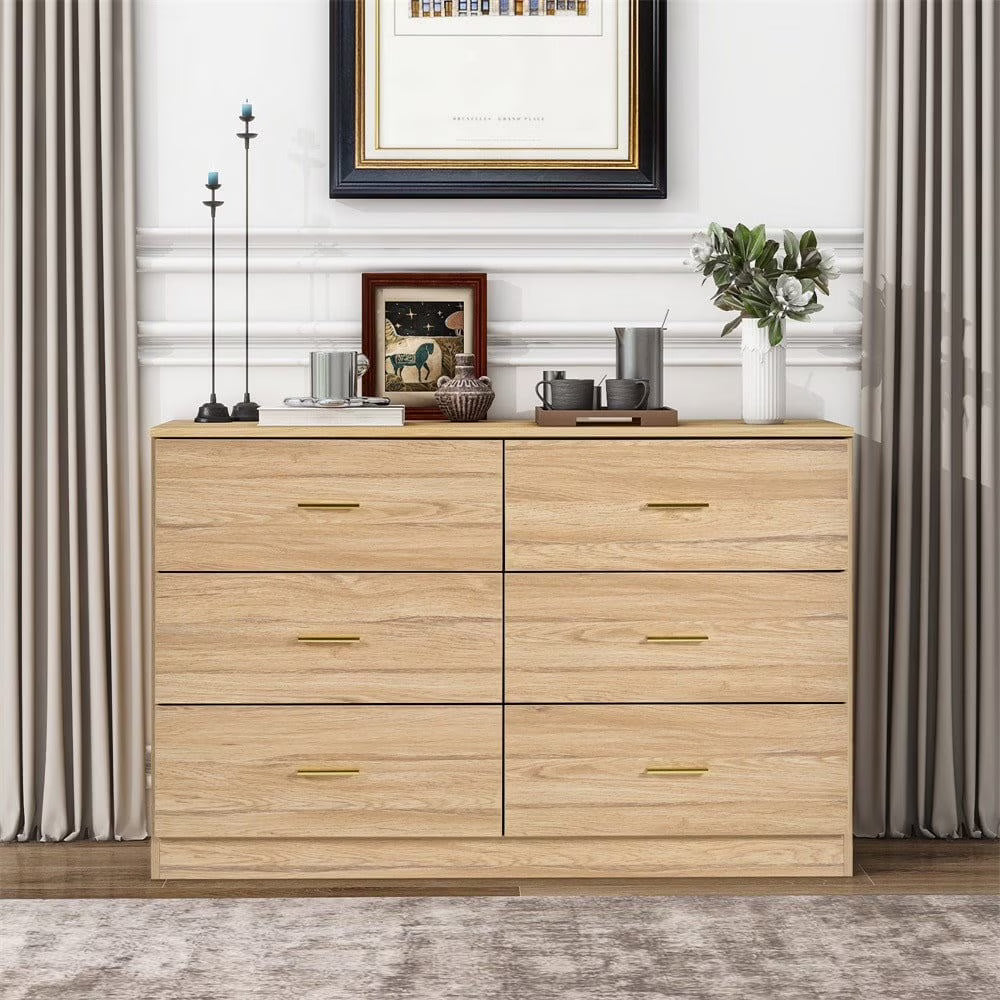Kadyn White Chest of Drawer, 6 Double Drawer Dresser for Bedroom, Modern Storage Cabinet for Living Room, Dresser