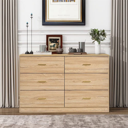 Kadyn White Chest of Drawer, 6 Double Drawer Dresser for Bedroom, Modern Storage Cabinet for Living Room, Dresser