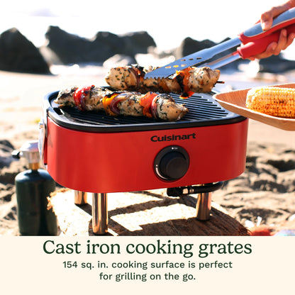 Cuisinart Venture? Portable Gas Grill, Small Camping Grill with Cutting Board and Handle