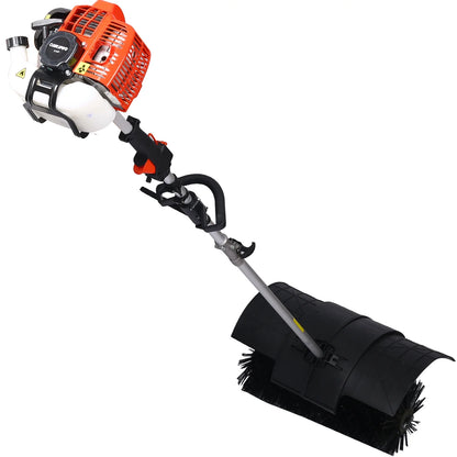 52CC 2-Stroke Broom Sweeper, Walk Behind Handheld Gas Powered Snow Sweeper, Brush Broom Sweeping Machine for Garden Lawn Yard Sidewalk Driveway Snow Cleaning, Broom Brush 24x9" EPA, D9025