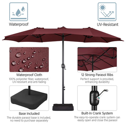 Topeakmart 13ft Patio Parasol Canopy with Crank, Tan