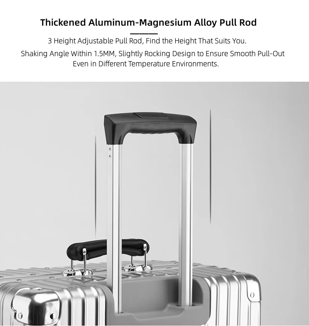 All Aluminum Magnesium Carry on Luggage Airline Approved, Hardside Carry on Suitcase with TSA Lock, Zipperless Luggage Checked Luggage Metal Rolling Luggage for Travel, Business