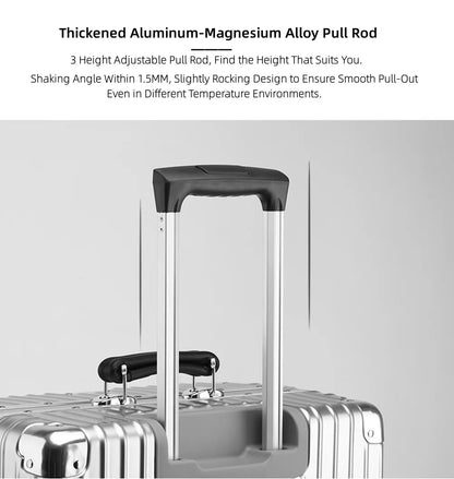 All Aluminum Magnesium Carry on Luggage Airline Approved, Hardside Carry on Suitcase with TSA Lock, Zipperless Luggage Checked Luggage Metal Rolling Luggage for Travel, Business