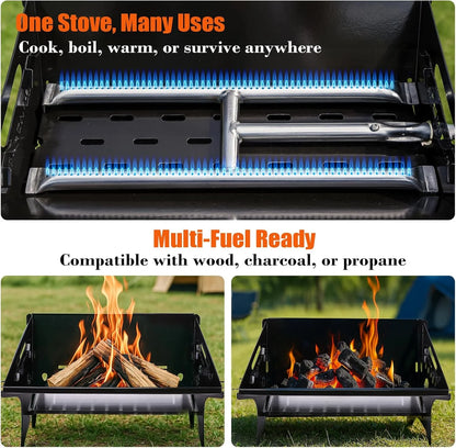 Portable Gas/Charcoal Grill �C Foldable BBQ & Fire Pit for Outdoor Cooking, Camping, Tailgating,  & Backyard