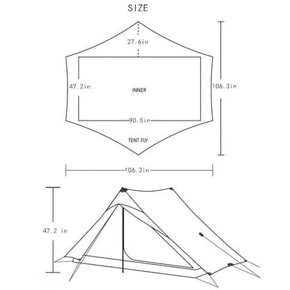 3F UL Gear Lanshan Ultralight Tent Waterproof Professional Hiking Tent 2Person Tents for Camping 4 Season Backpacking Tent (Khaki-2 People, 4 Season)