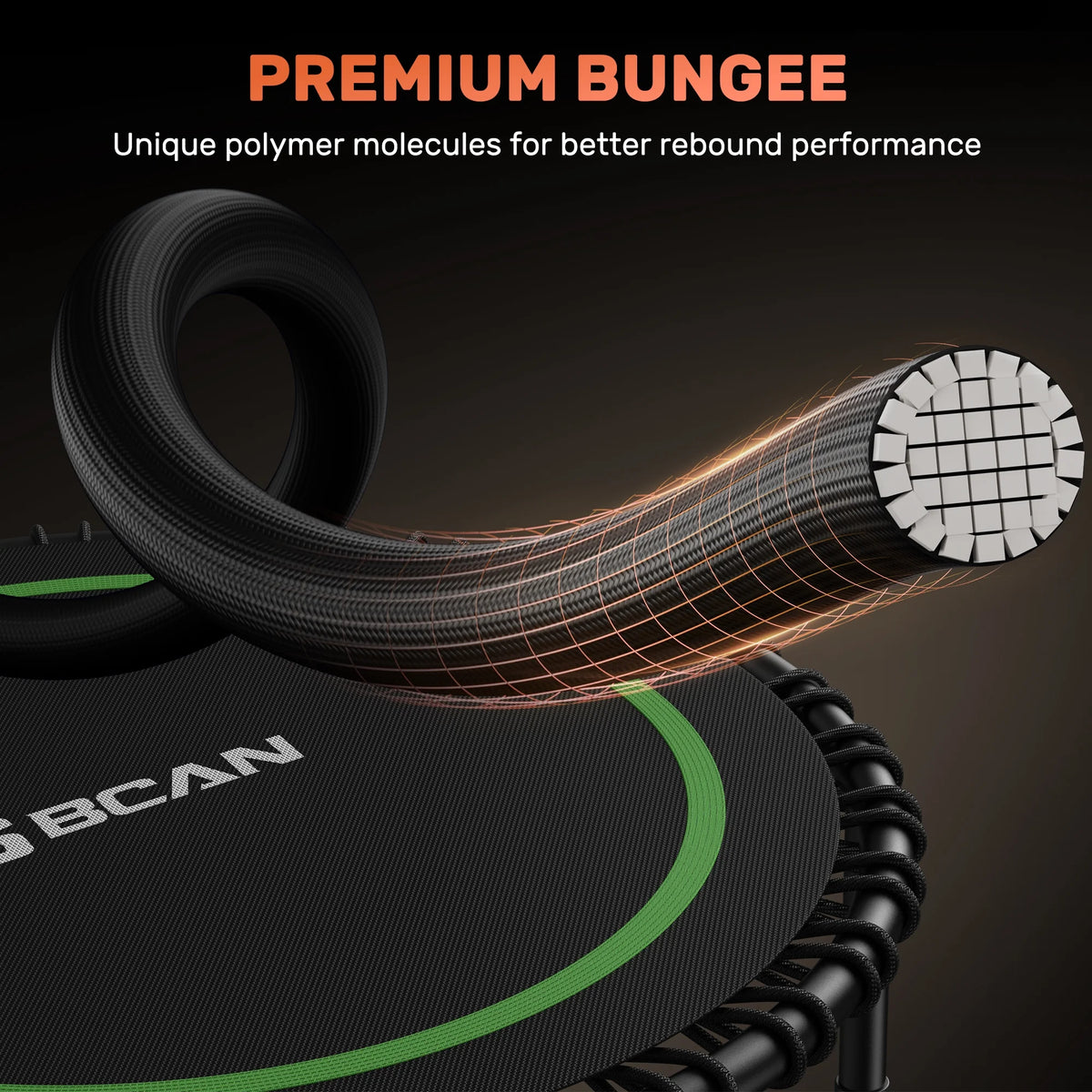 BCAN 450 LBS Foldable Mini Trampoline, 40" Fitness Trampoline with Bungees, Stable & Quiet Exercise Rebounder for Kids/Adults
