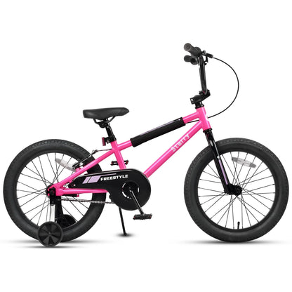 Glerc 14 Inch Little Kids Bike BMX Style Bicycle with Training Wheels Coaster Brake for 3 4 5 Years Old Boys Girls, Blue
