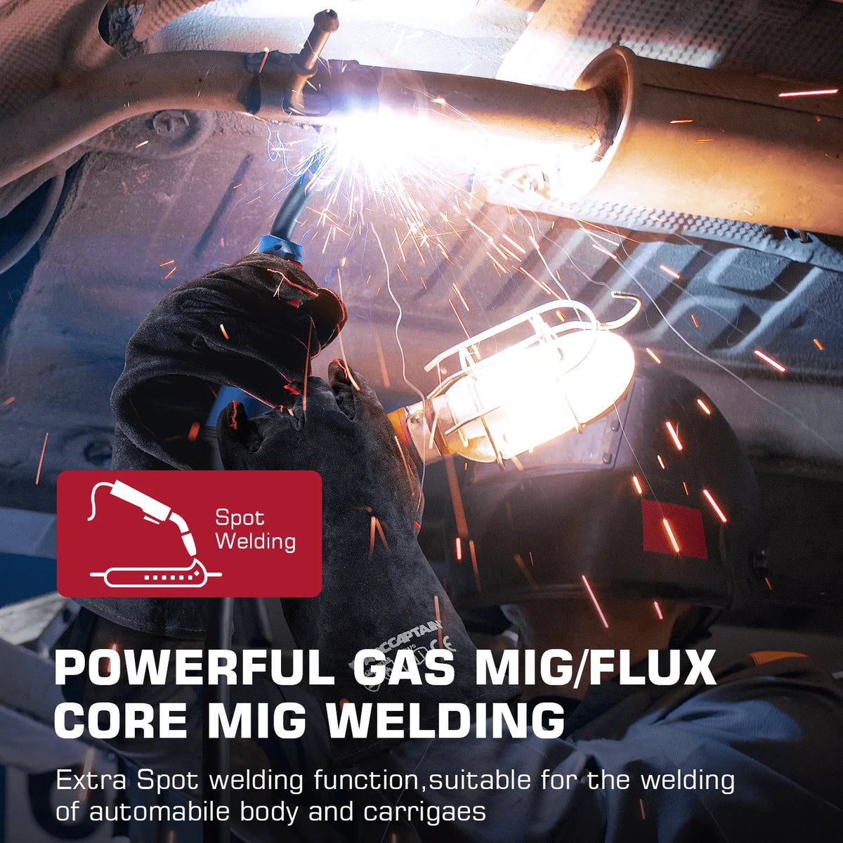 ARCCAPTAIN 6 in 1 MIG Welder Machine, 200A Gas Welders w/ Flux Core MIG/Stick/Lift TIG/Spot Welding/Spool Gun Function
