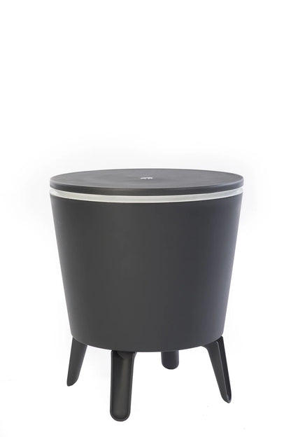Keter Pacific 7.5 Gallon Cool Bar 2 in 1 Weather Resistant Side Table and Bar Durable Resin Outdoor Patio Beverage Cooler Table, Rattan Look Brown