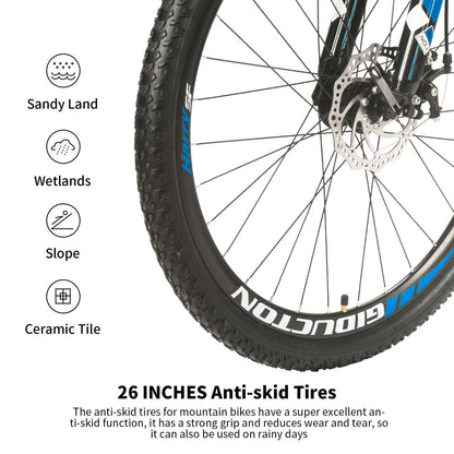 26”Full Suspension Folding Mountain Bike 21 Speed 17" Foldable Frame Bicycle Men or Women MTB for Afult Blue