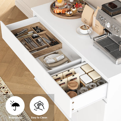 Homfa 5 Drawer White Dresser with Door, Modern Accent Storage Cabinet Chests of Drawers for Bedroom Living Room