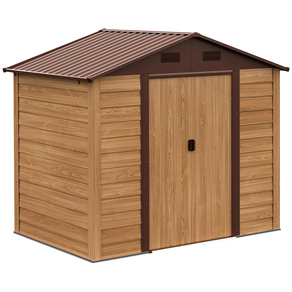 Outsunny 7' x 4' Metal Storage Shed Organizer, Garden Tool House with 4 Vents and 2 Sliding Doors for Backyard, Patio, Garage, Lawn, Dark Gray