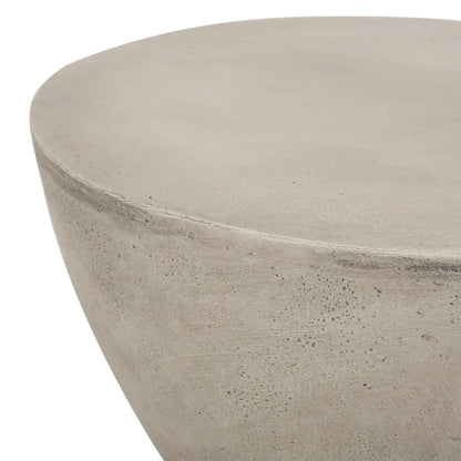 GDF Studio Attola Outdoor Lightweight Concrete Side Table, Light Gray