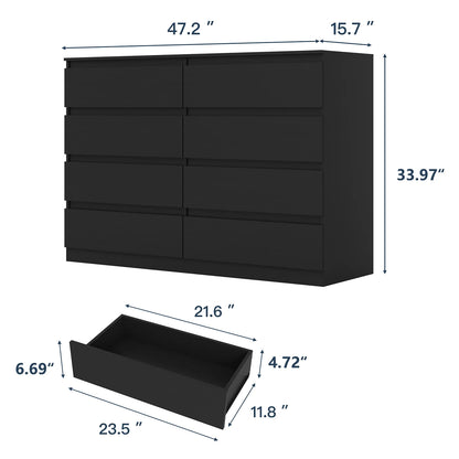 Kadyn White Chest of Drawer, 6 Double Drawer Dresser for Bedroom, Modern Storage Cabinet for Living Room, Dresser