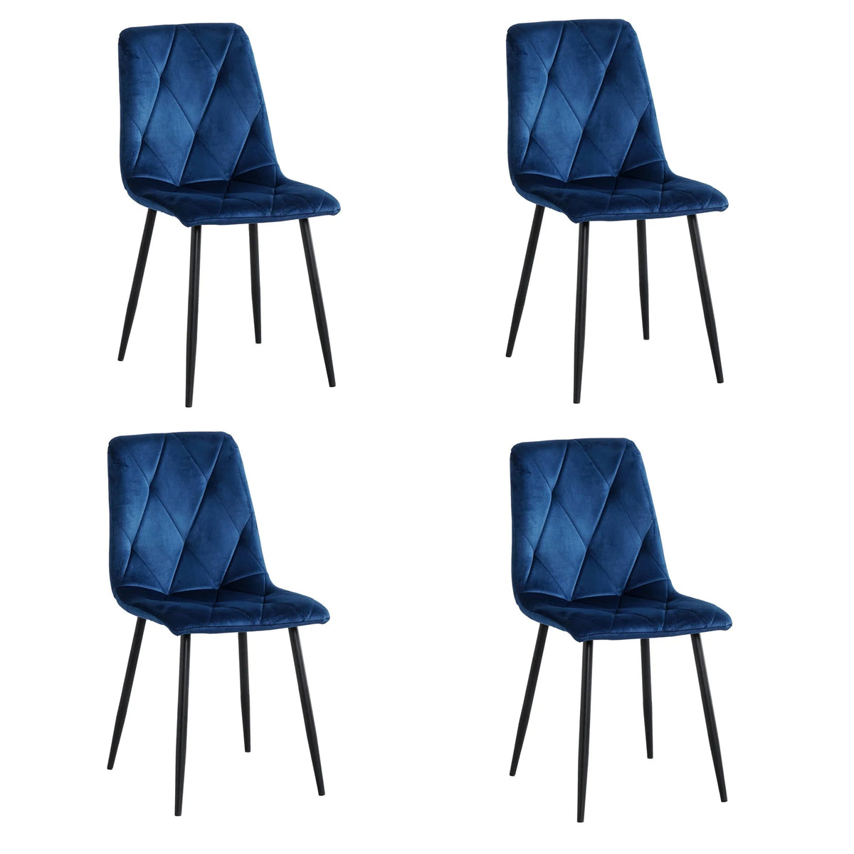 Highsound Dining Chairs Set of 4,Mid-Century Modern Upholstered Dining Chairs with Velvet Cushion Seat for Dinning Room&Living Room, Black
