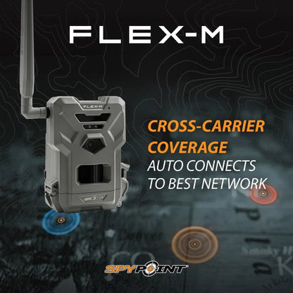 SPYPOINT Flex-m Twin Pack Cellular Trail Camera �C Hunting Trail Monitor with GPS, Night Vision, Dual-Sim LTE, IP65 Water-Resistant
