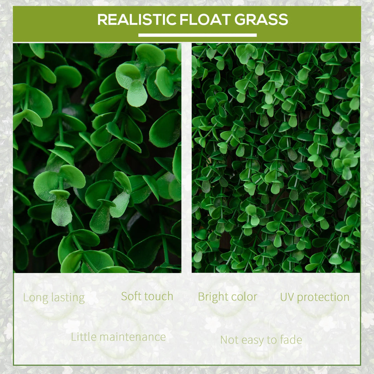 DUOSONG Outsunny Grass Wall Panels, 20" X 20" Artificial Grass Wall Decor,Greenery Backdrop Panels Wall For Outdoor, Indoor, Garden, Fence, Backyard, Fresh Green Green POLYETHYLENE Garden & Outdoor