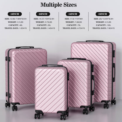 Apelila 4 Piece Luggage Sets Waterproof Durable Ultra-Light Hardside Spinner Suitcase Set Extra Large Capacity with 360�� Silent Wheels 3-Level Handles Lightweight Travel Luggage Free Covers & Hangers