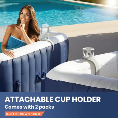 Hot Tub for 4-6 Person, Seizeen Outdoor Patio Large Inflatable Hot Tub Home SPA, with 130pcs Massage Jets, 910L, 4 Filters, 2 Cup Holders, Lockable Cover, Storage Bag, Max 104�H, 73in, Navy